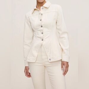 DL1961 New Peplum Jean Denim Jacket neutral beige cream small